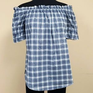 Michael Kors Checked Off-the-Shoulder Top - Size S